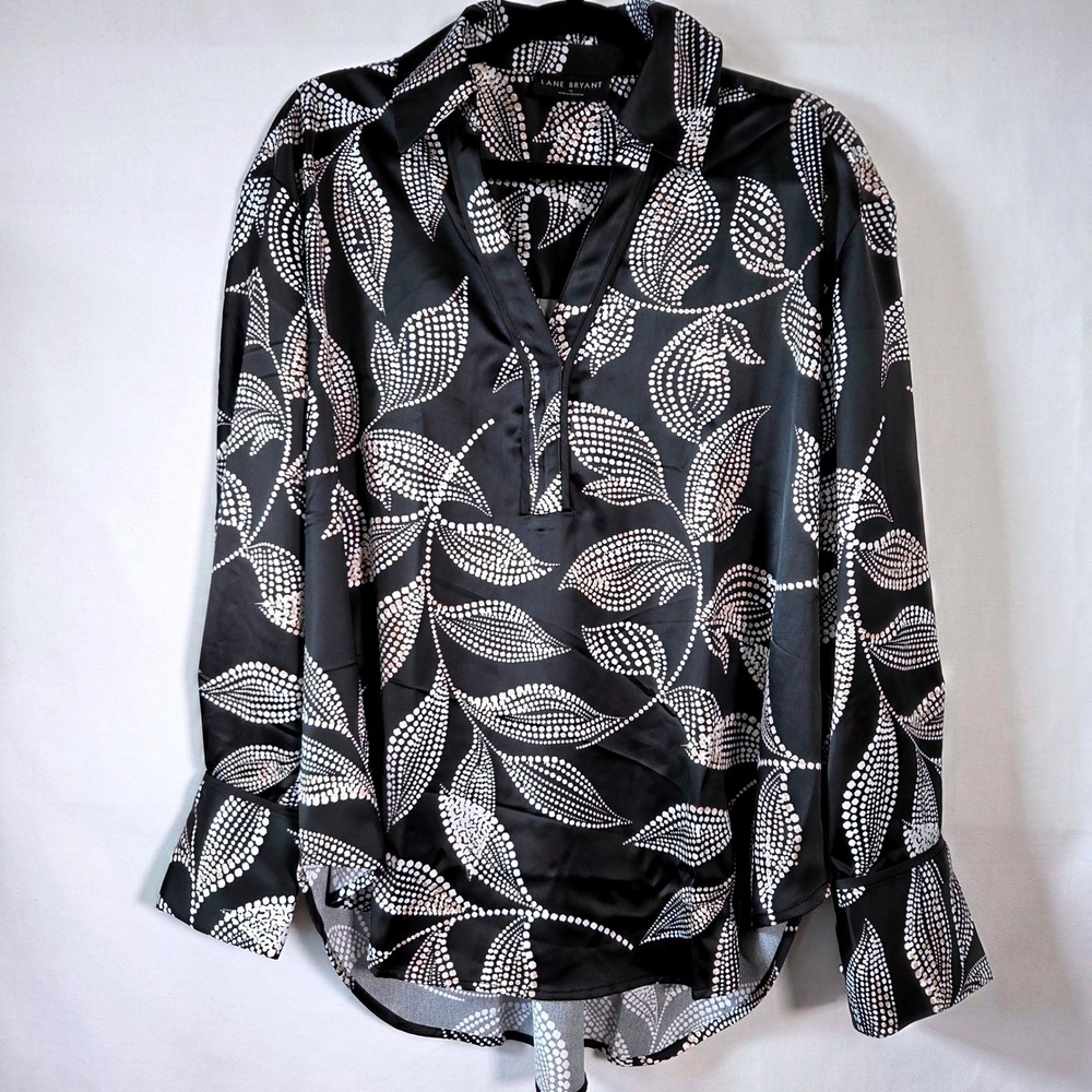 Lane BryantSatin V-Neck Blouse Plus Size 14/16 Career Work Wear Professional‎